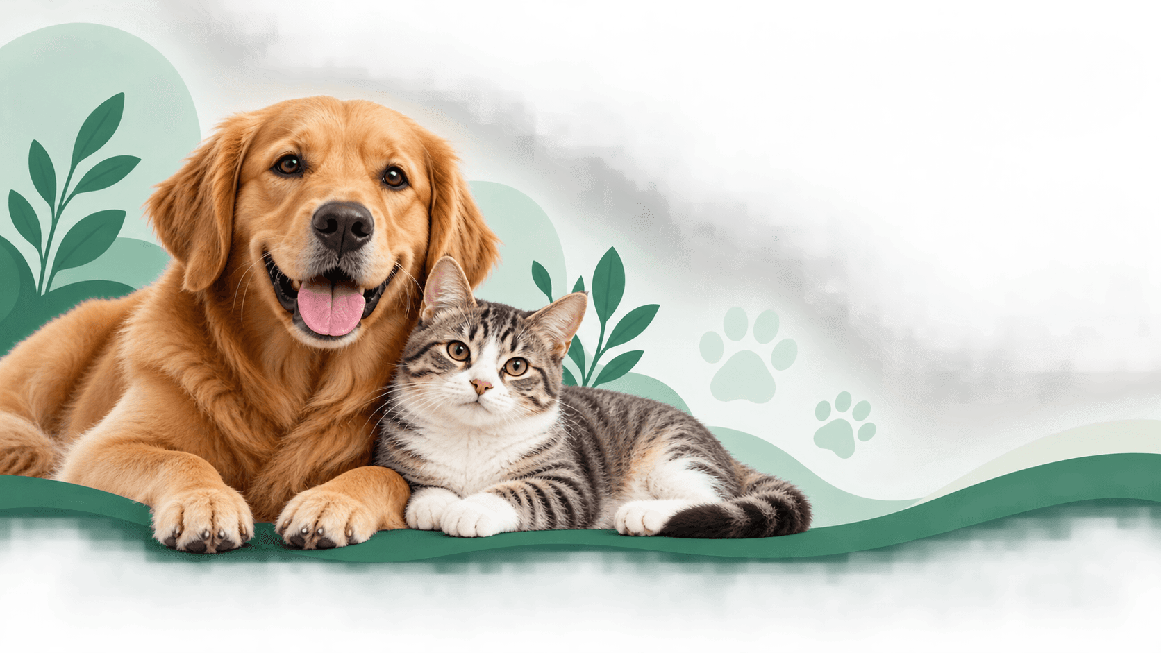 Happy dog and cat