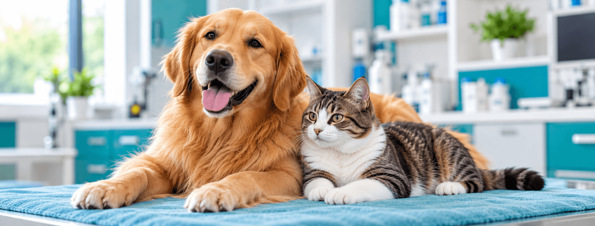 Happy dog receiving compassionate care at a veterinary clinic