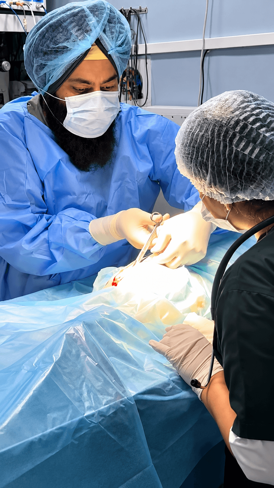 Veterinary surgical team performing an operation at GreenCoatVets in Mohali